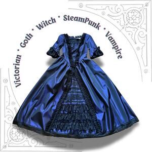 Victorian Goth Purple Taffeta Lace Dress Costume Cosplay Witch Vampire SteamPunk